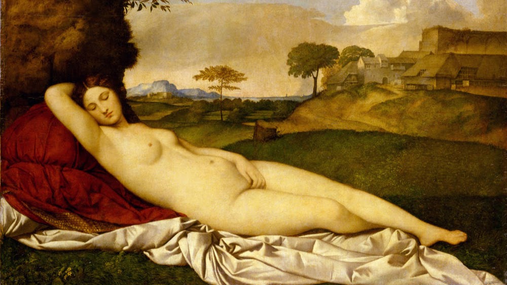 西洋絵画初！横たわる裸婦を描いたジョルジョーネの「眠れるヴィーナス」を超解説！ - アートをめぐるおもち