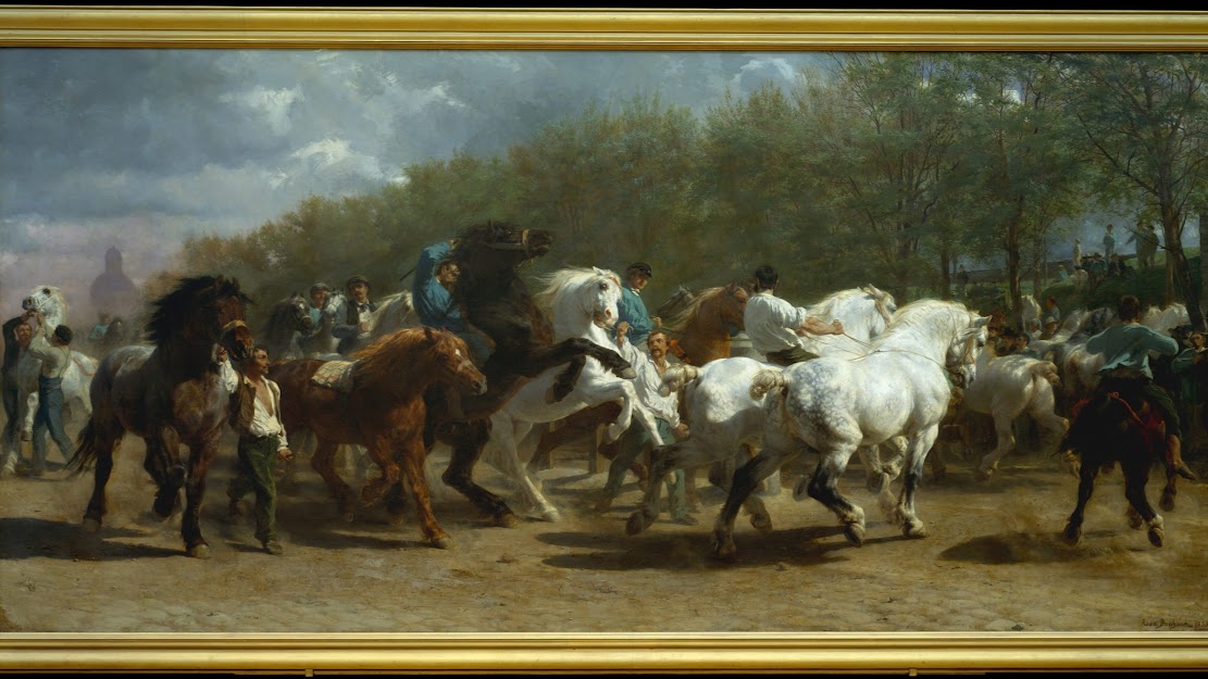 現代アート 馬と騎手の絵画 ローザ・ボヌール「馬市」を超解説！馬市に通うために男装？ - アート